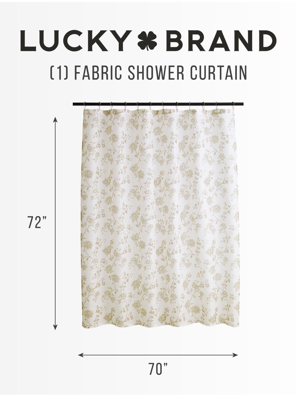 Lucky Brand Floral Fabric Shower Curtain 72x72 100% Recycled Material